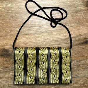 Rafy Vintage black and Gold Clutch / cross body bag